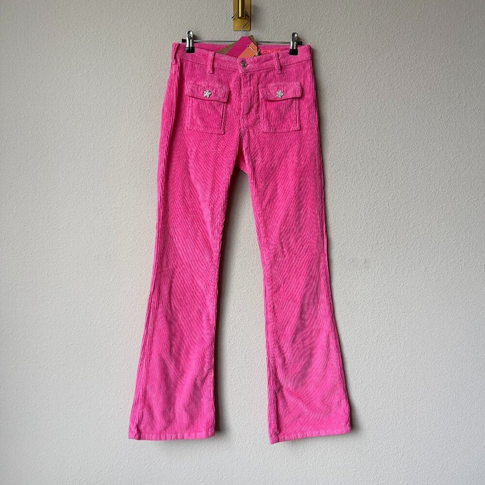 NWT Vilagallo Pink Corduroy Flare Pants Size 40